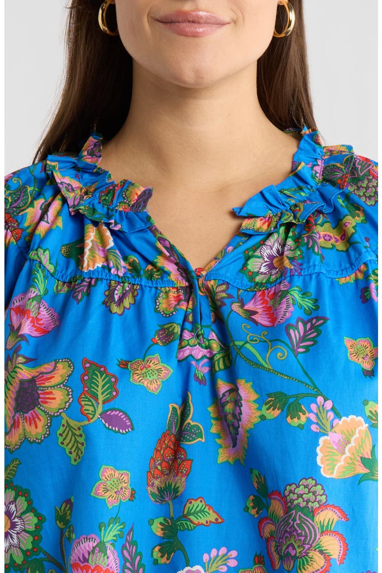Anabelle Darthy Floral Flutter Sleeve Top, Alternate, color, BLUE-PINK