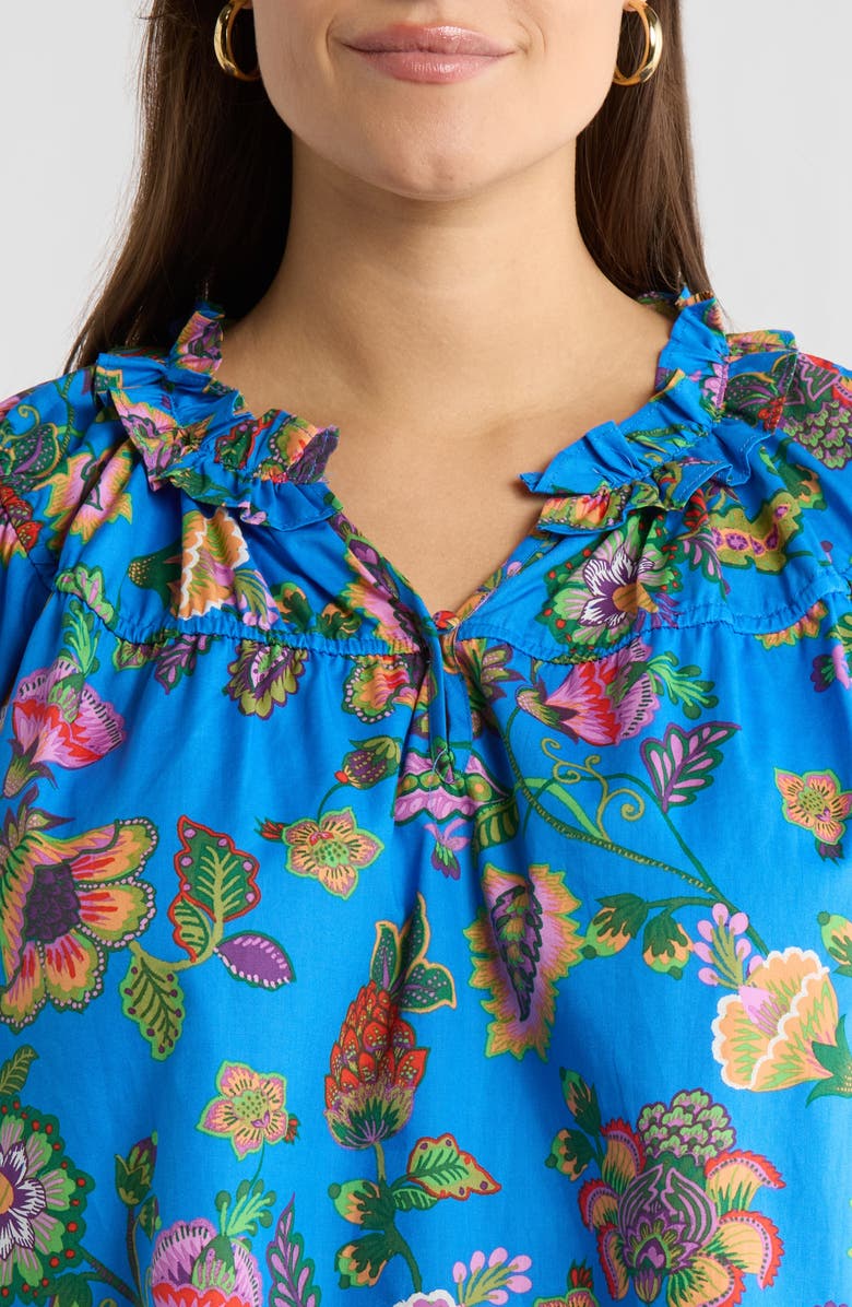 SUGARLIPS Anabelle Darthy Floral Flutter Sleeve Top, Alternate, color, Blue-Pink