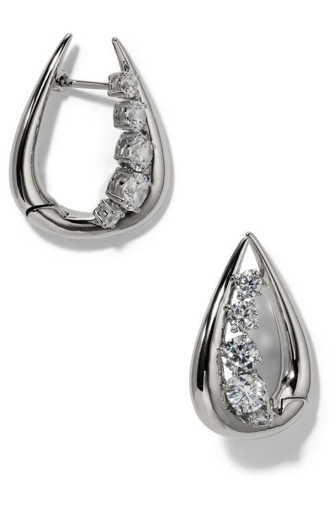 Phenom Cubic Zirconia Huggie Hoop Earrings