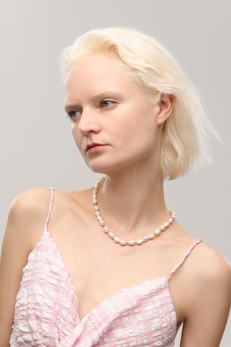 Mera Baroque Freshwater Pearl Beaded Necklace, Alternate, color, Gold