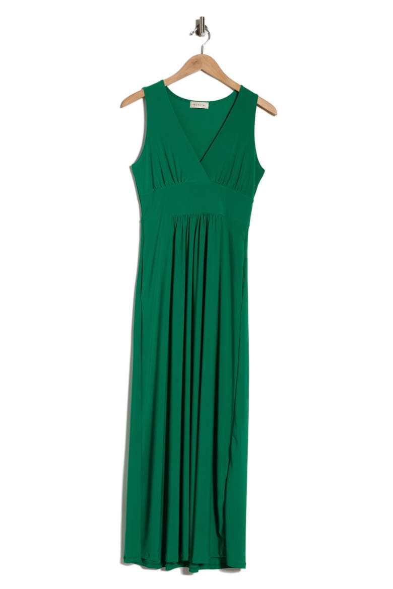 Sleeveless V-Neck Midi Dress, Alternate, color, GREEN