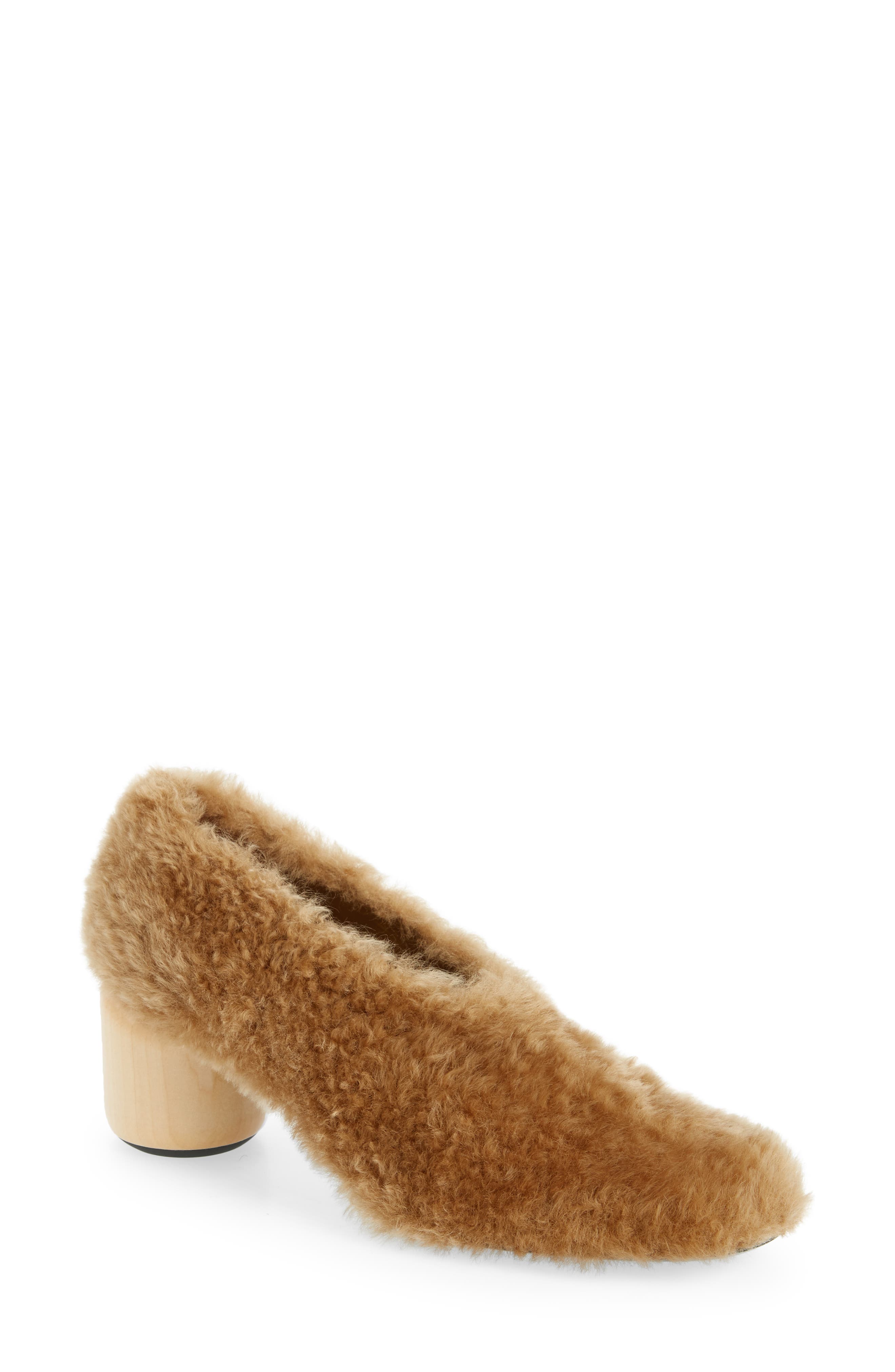 Jil Sander Bulb Genuine Shearling Pump, Main, color, 