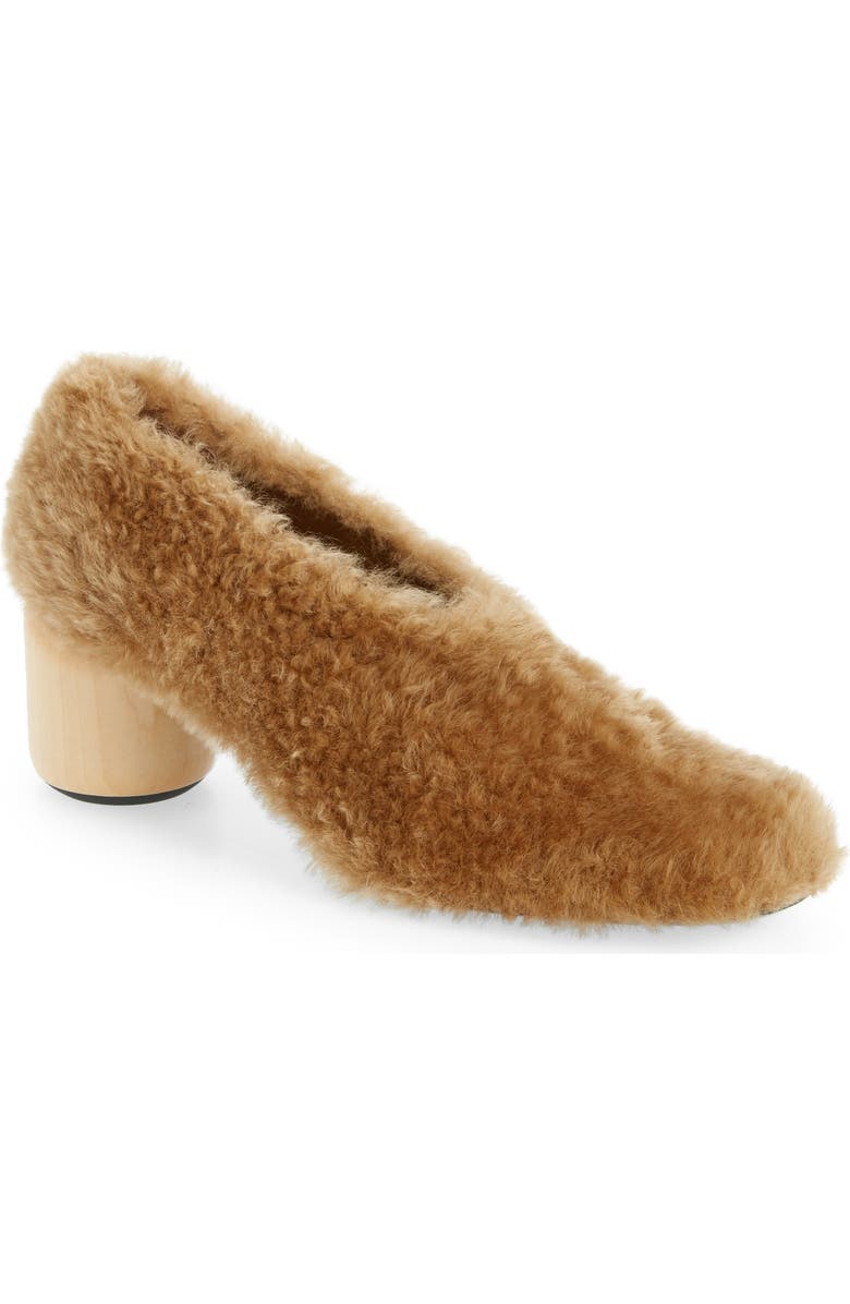 Jil Sander Bulb Genuine Shearling Pump, Main, color,