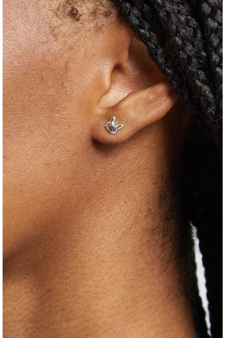 Terminator Bunny Stud Earrings, Alternate, color, SILVER