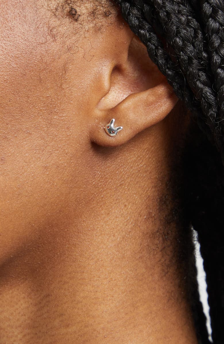 Sandy Liang Terminator Bunny Stud Earrings, Alternate, color, Silver