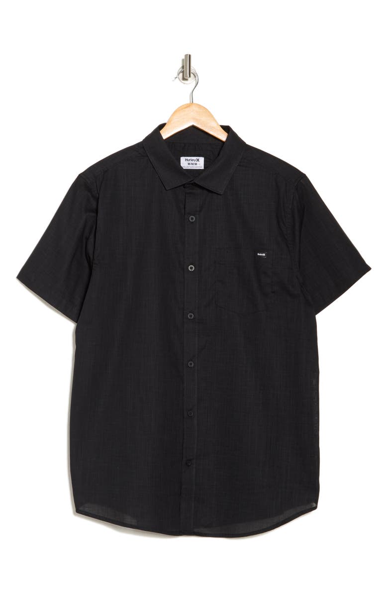 Hurley Slub Cotton Short Sleeve Button-Up Shirt, Alternate, color, 