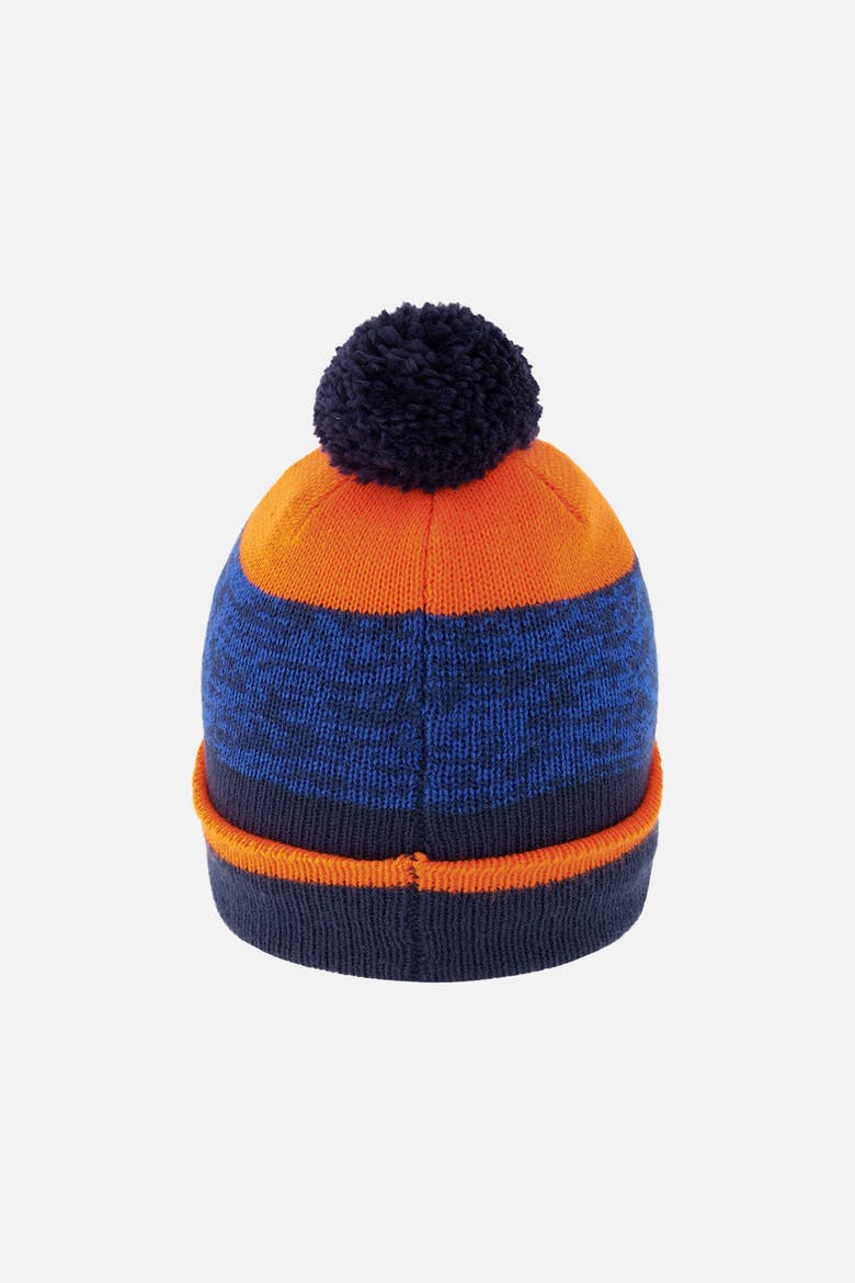 Colorblock Ribbed Cuff Winter Knit Hat with Pompom, Alternate, color, Blue and Orange