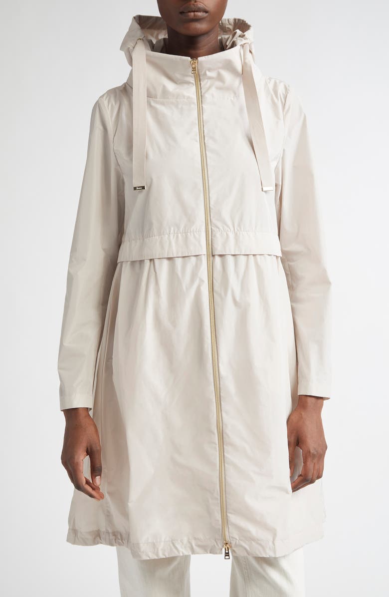 Herno Techno Taffeta A-Line Parka, Main, color, Champagne