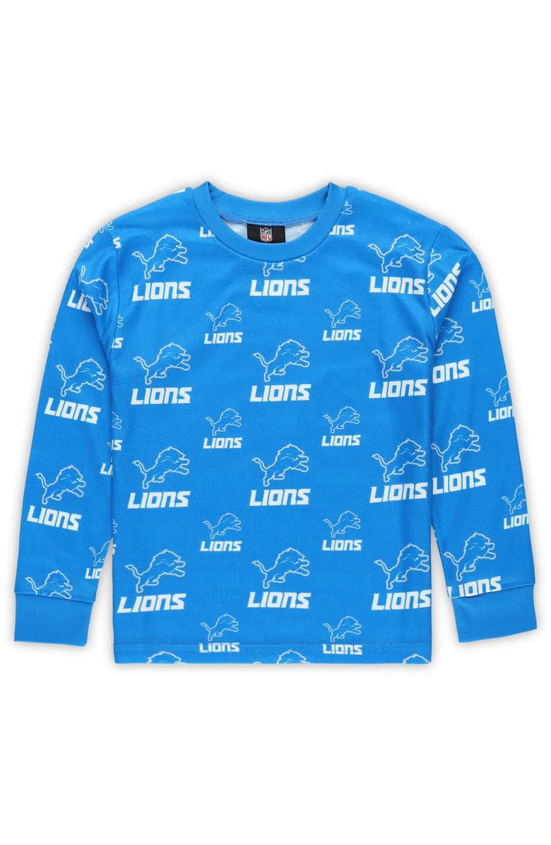 Outerstuff Preschool Outerstuff Blue Detroit Lions All-Over-Print Long Sleeve T-Shirt and Pants Sleep Set, Alternate, color, Blue