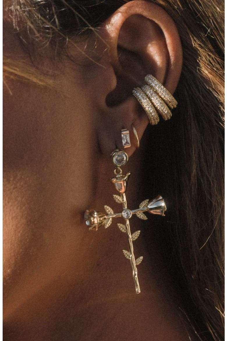 Rosa Sacra Drop Earrings, Alternate, color, GOLD