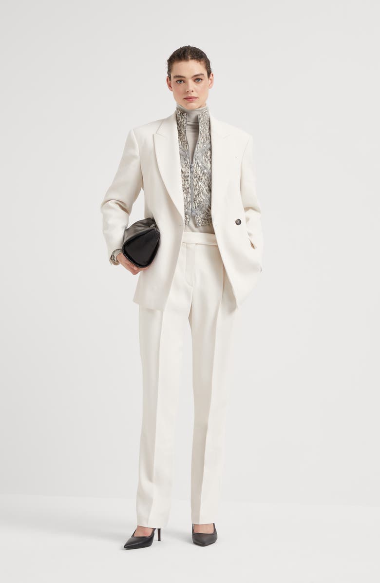 Brunello Cucinelli Cigarette trousers with monili, Alternate, color, 