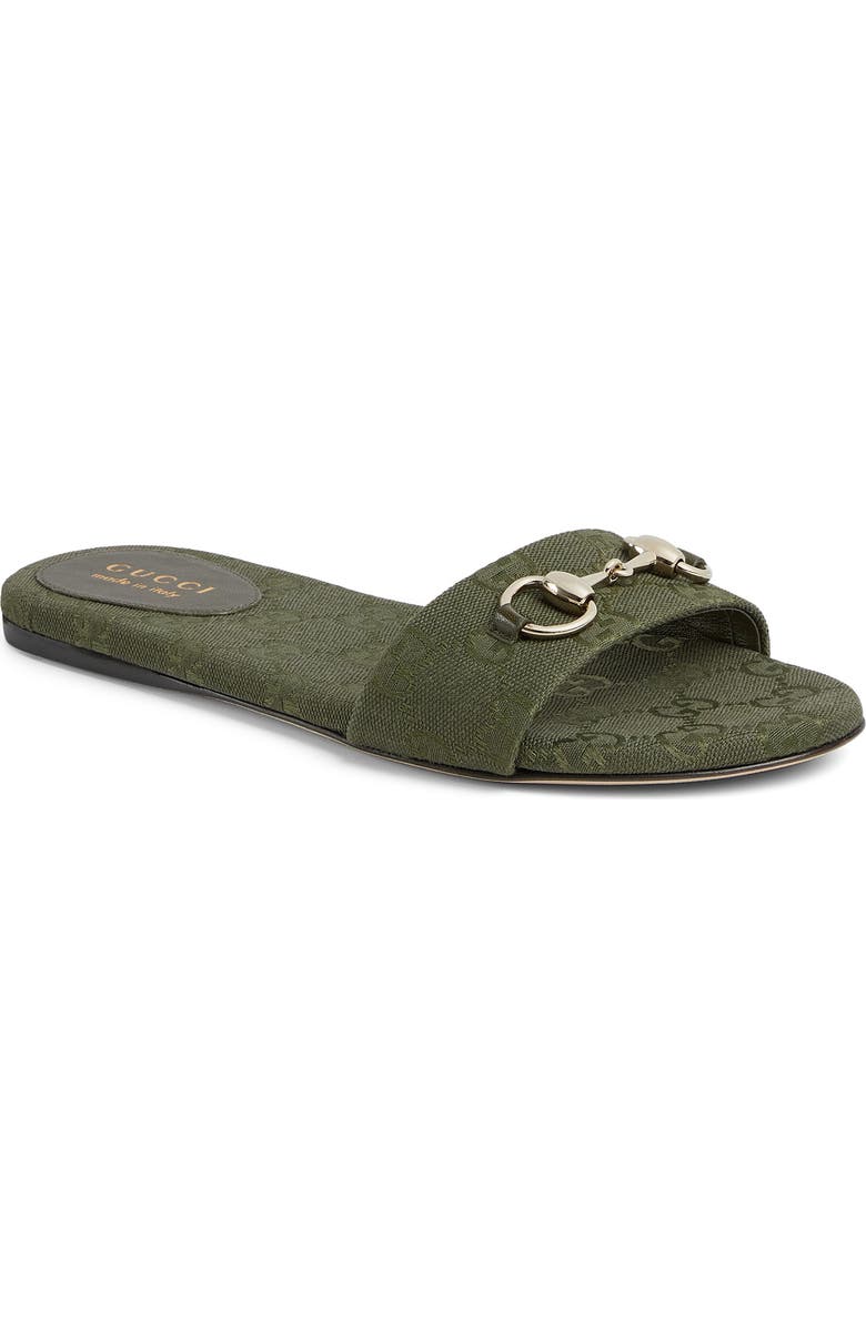Gucci Siaga Horsebit Slide Sandal, Main, color, Dark Green