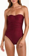 L'AGENCE Aubrey Ruched Shimmer One-Piece Swimsuit