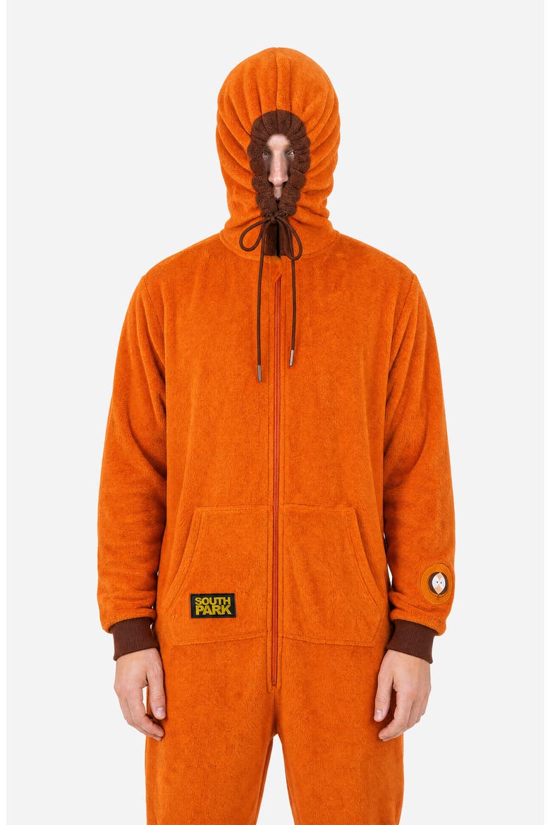 South Park Kenny Fleece Hooded Jumpsuit, Alternate, color, ORANGE