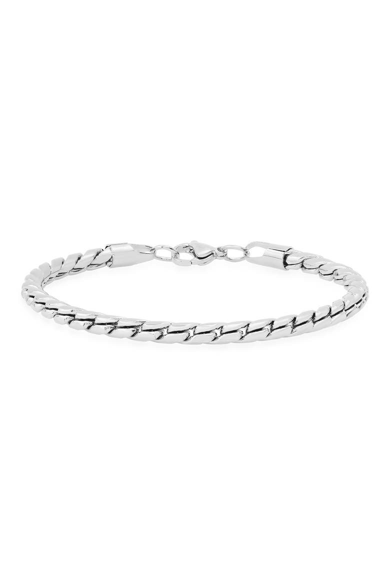 Men's Oxidized Stainless Steel Chain Bracelet, Main, color, SILVER
