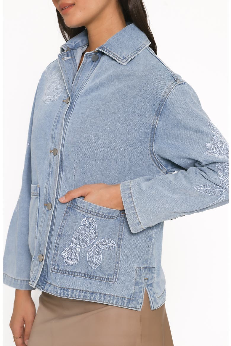 Mora Embroidered Denim Shacket, Alternate, color, LIGHT WASH