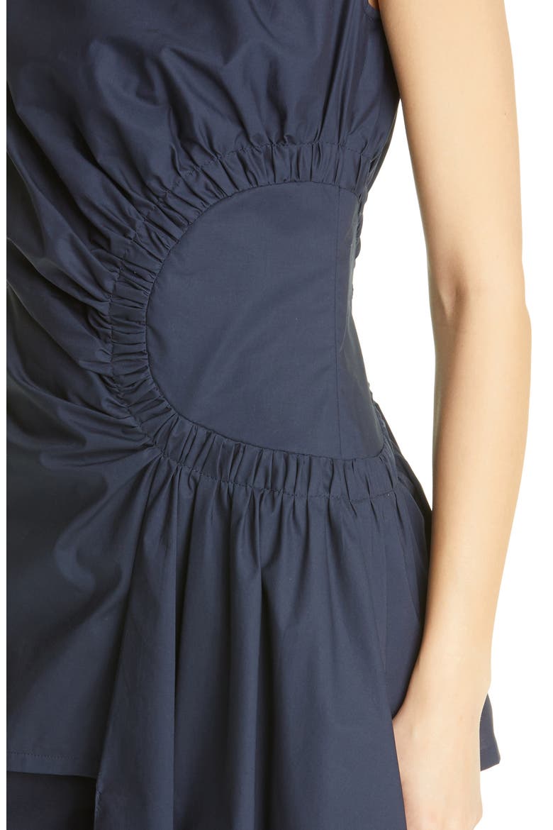 Asymmetrical Ruched Poplin Top, Alternate, color, NAVY