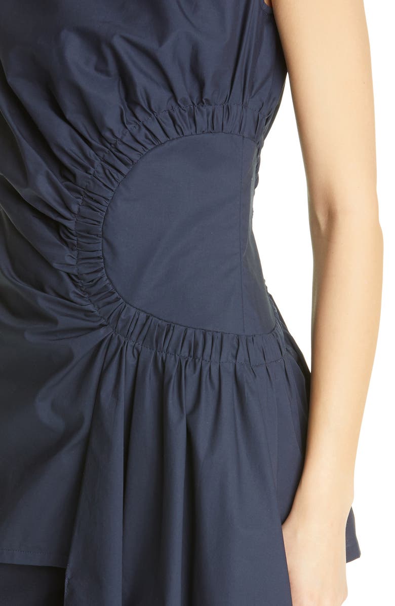 Lela Rose Asymmetrical Ruched Poplin Top, Alternate, color,