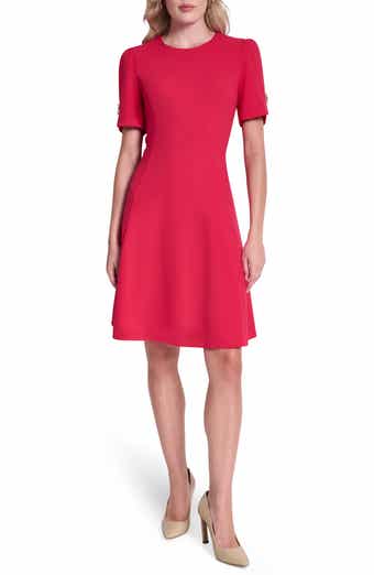 Button Sleeve Fit & Flare Dress
