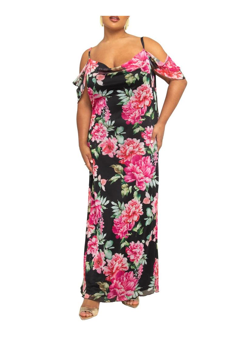 FASHION-SZN CURVE Off The Shoulder Floral Maxi Dress, Alternate, color,