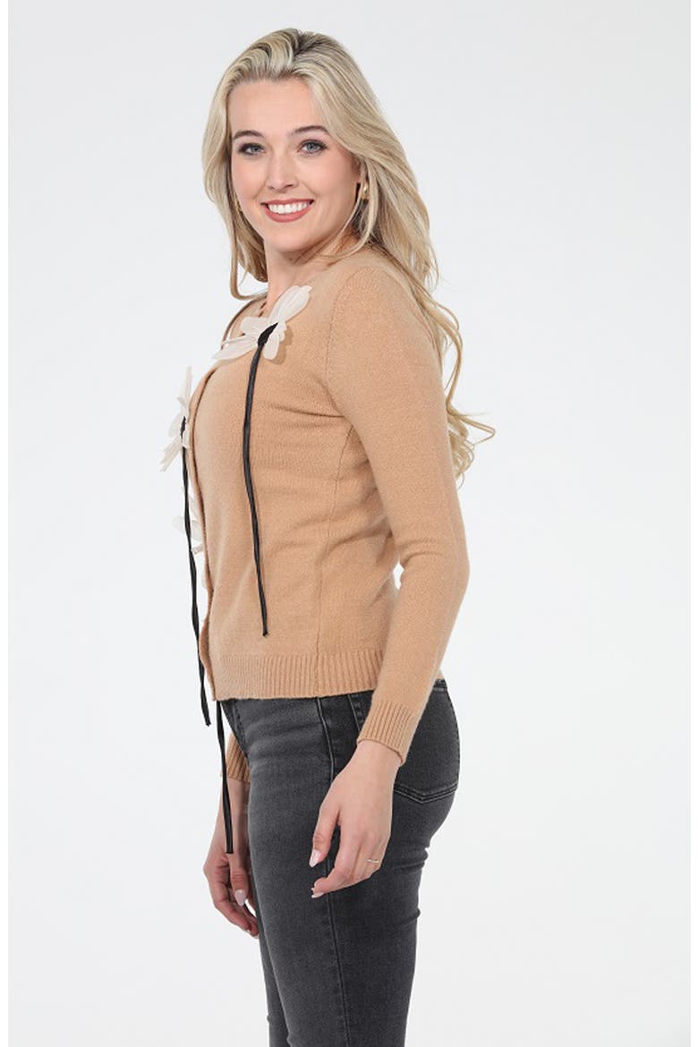 Floral Appliqué Cardigan, Alternate, color, BEIGE