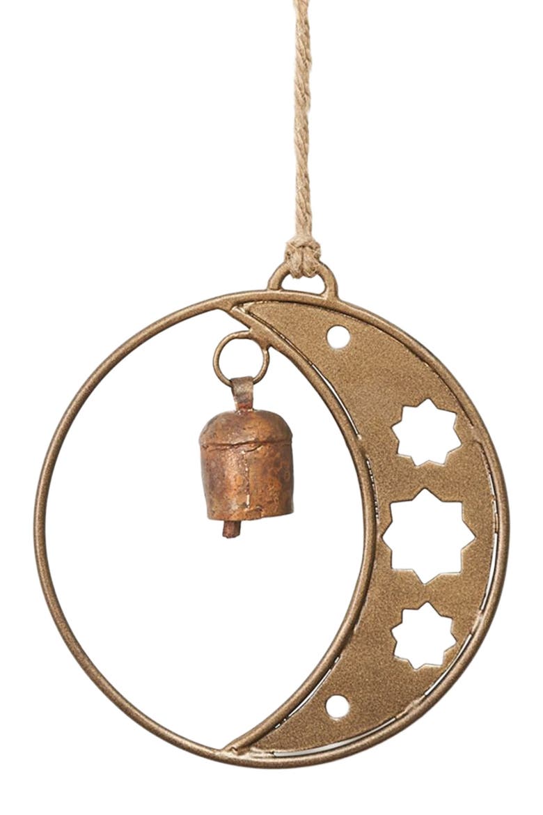 Devani Moon and Stars Bell Wind Chime, Main, color, Brown/Gold