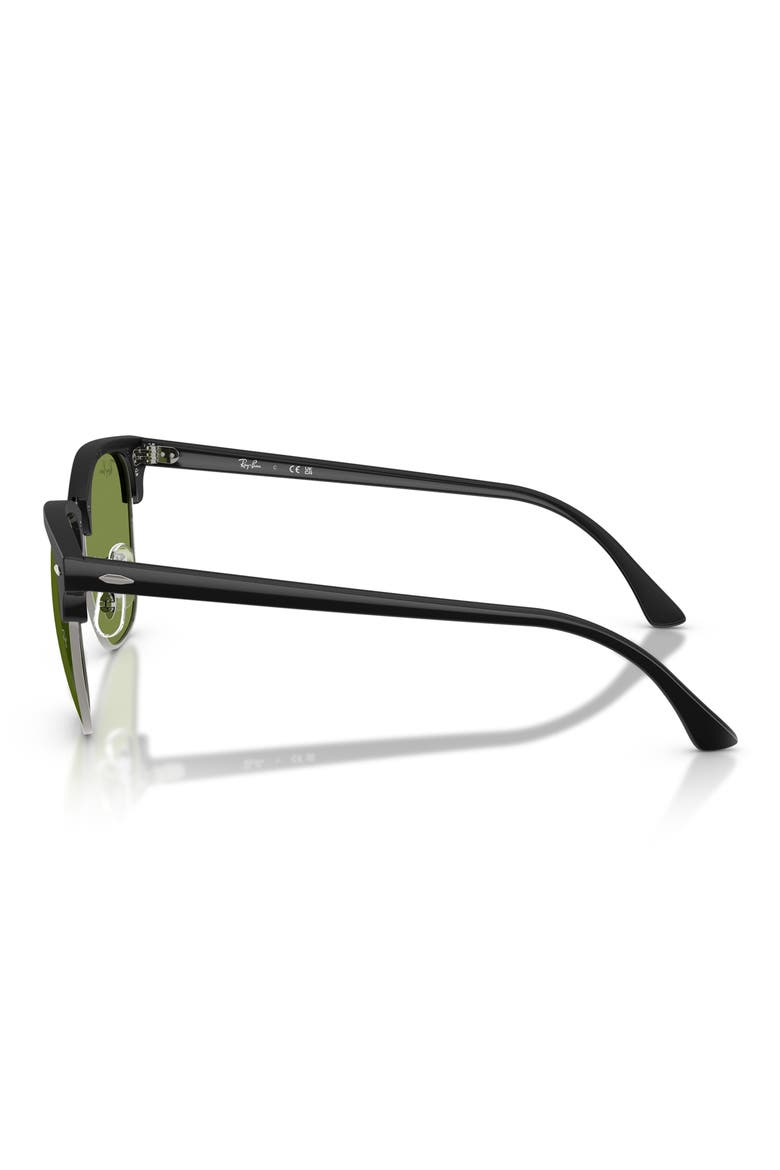 Clubmaster 51mm Square Sunglasses, Alternate, color, MATTE BLACK ON BLACK / GREEN