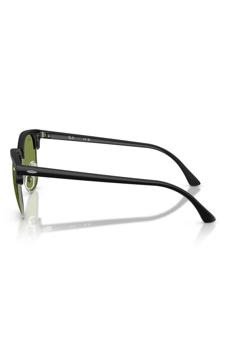Ray-Ban Clubmaster 51mm Square Sunglasses, Alternate, color, Matte Black On Black / Green