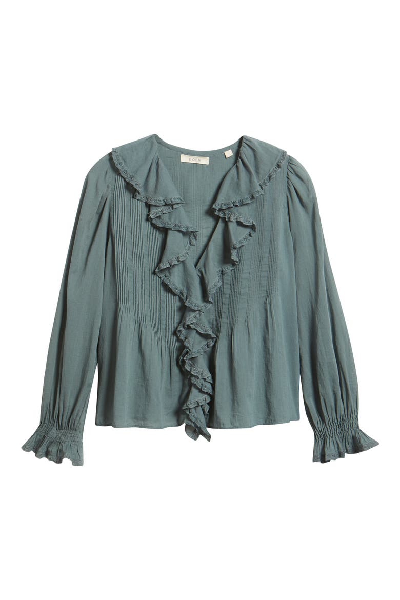 Hardy Ruffle Pintuck Organic Cotton Top, Alternate, color, LAGOON