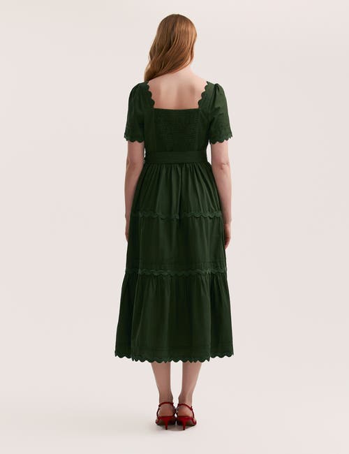 Finery London Corina Cotton Midi Tiered Dress In Brown
