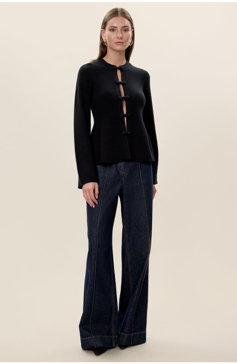 Rebecca Taylor Rhea Knit Peplum Cardi, Alternate, color, Black