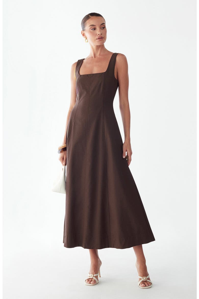Maizy Midi Dress, Alternate, color, Chocolate