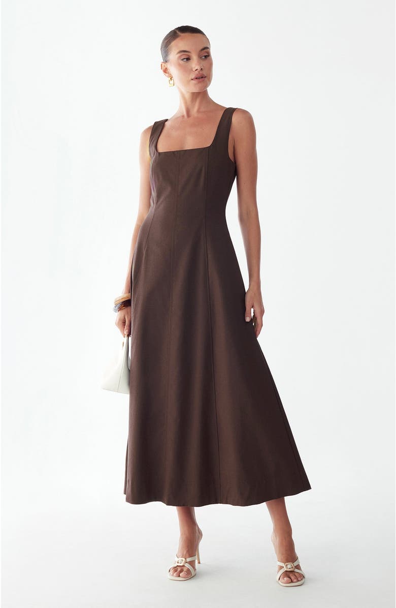 ST MRLO Maizy Midi Dress, Alternate, color, Chocolate
