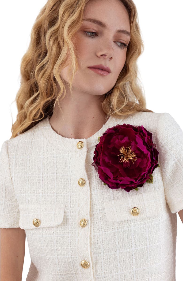 Helena Simon The Magenta Peony Floral Brooch, Alternate, color, Magenta