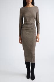 Veronica Beard Charissa Plaid Long Sleeve Body-Con Dress