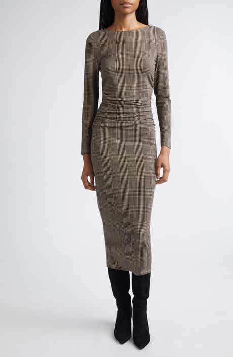 Veronica Beard Charissa Plaid Long Sleeve Body-Con Dress