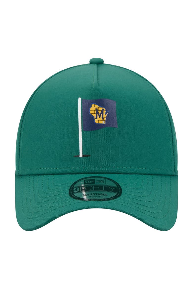 Men's New Era  Green Milwaukee Brewers Pin Seeker 9FORTY A-Frame Adjustable Hat, Alternate, color, Green