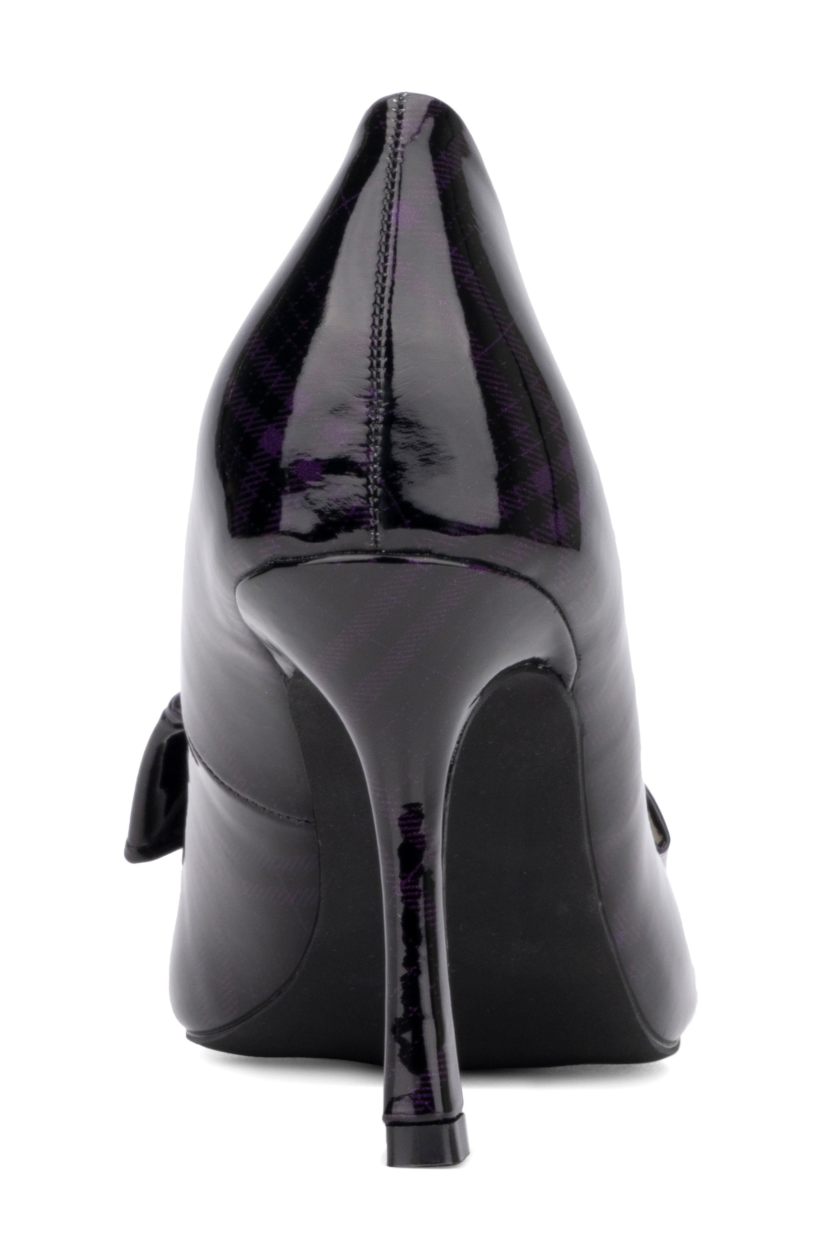 NEW YORK AND COMPANY Wendy Metal Accent Bow Pump, Alternate, color, Purple