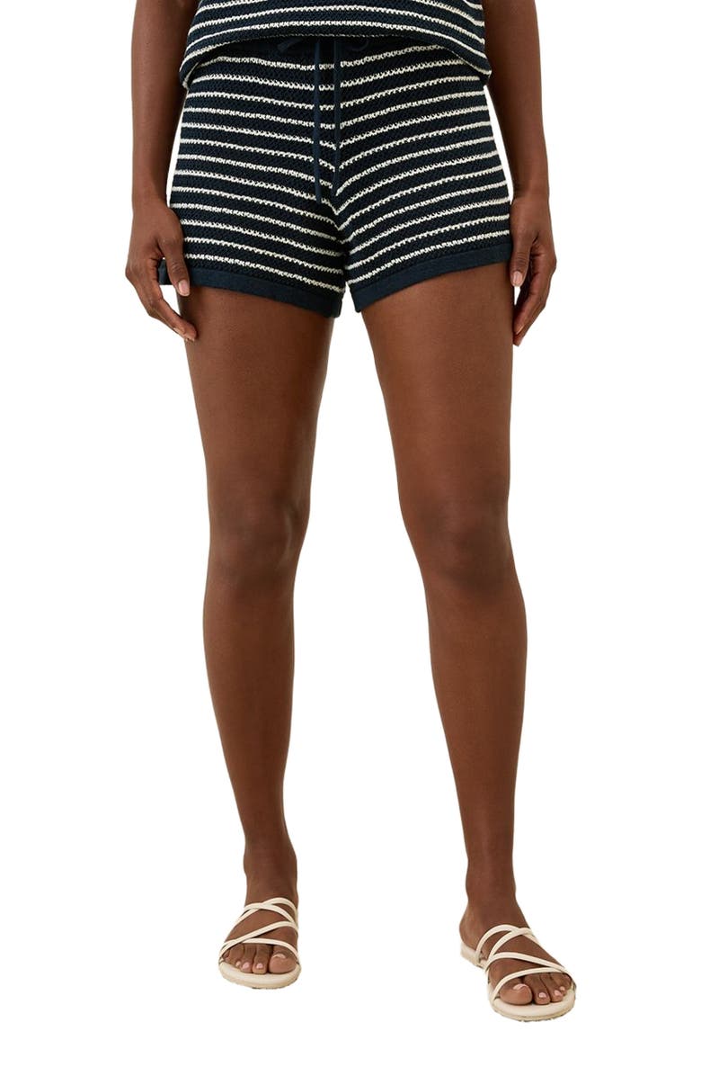 Pact Beachside Linen Crochet Short Made with Organic Cotton, Alternate, color, Capri Stripe