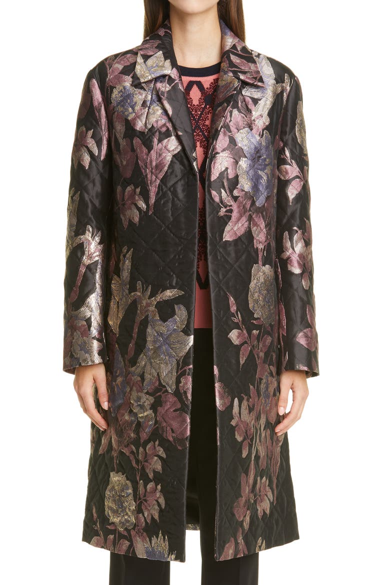Rolta Quilted Three-Quarter Coat, Main, color, BLACK 900