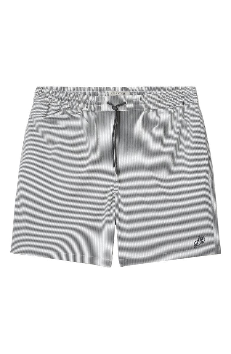 AllSaints Ciper Stripe Swim Trunks, Alternate, color, Chalk White/ Blue