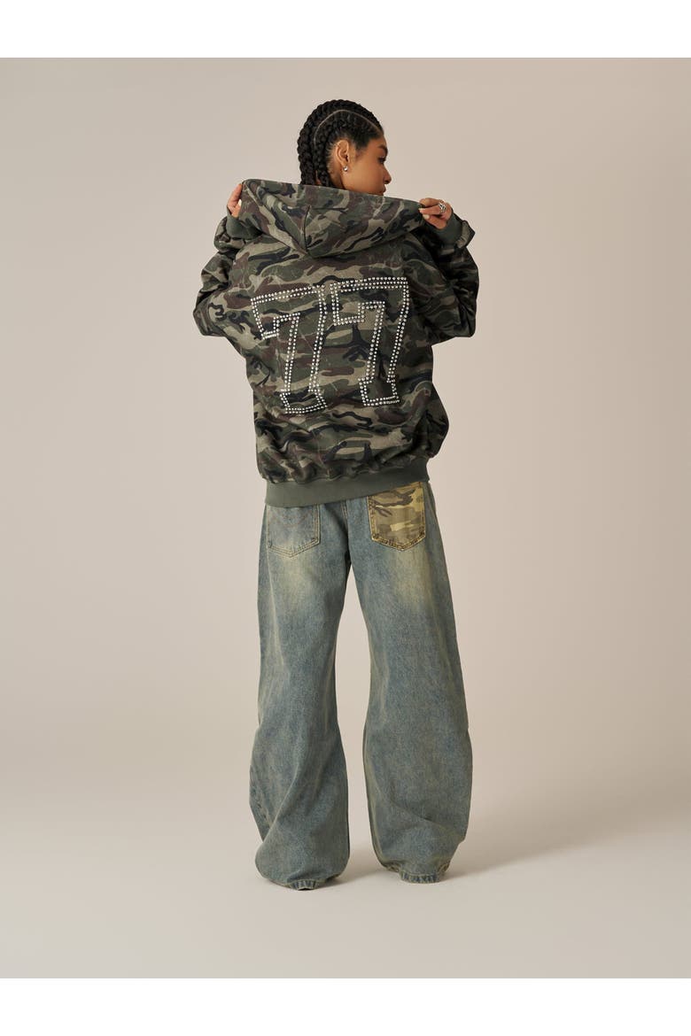 Camo Zip Up Hoodie, Alternate, color, Camouflage