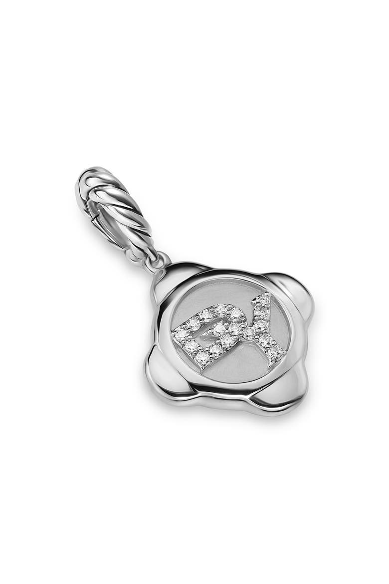 DY Logo Cable Collectibles Diamond Amulet Charm, Main, color, SILVER PAVE