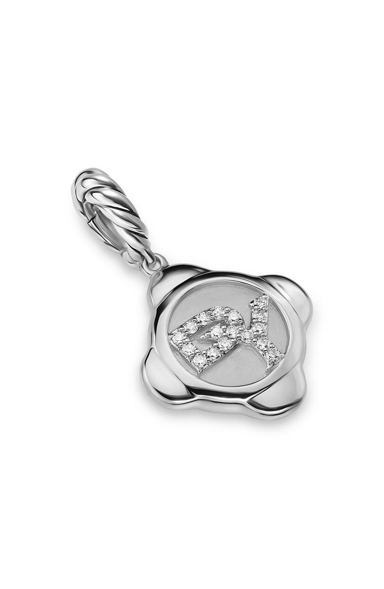 David Yurman DY Logo Cable Collectibles Diamond Amulet Charm, Main, color, Silver Pave