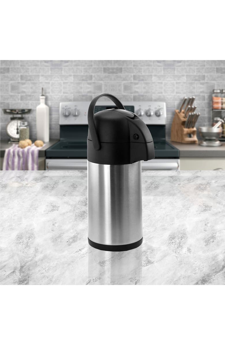 Megachef 3.17 Quart Stainless Steel Airpot, Hot Water Dispenser for Coffee and Tea, Alternate, color, Silver