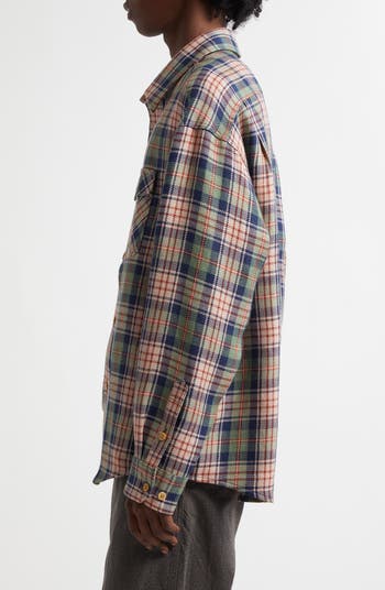 VISVIM Lumber Check Wool & Linen Button-Up Shirt | Nordstrom