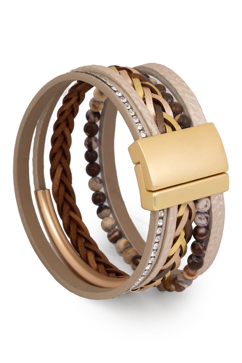 Braided Multistrand Bracelet, Alternate, color, BEIGE