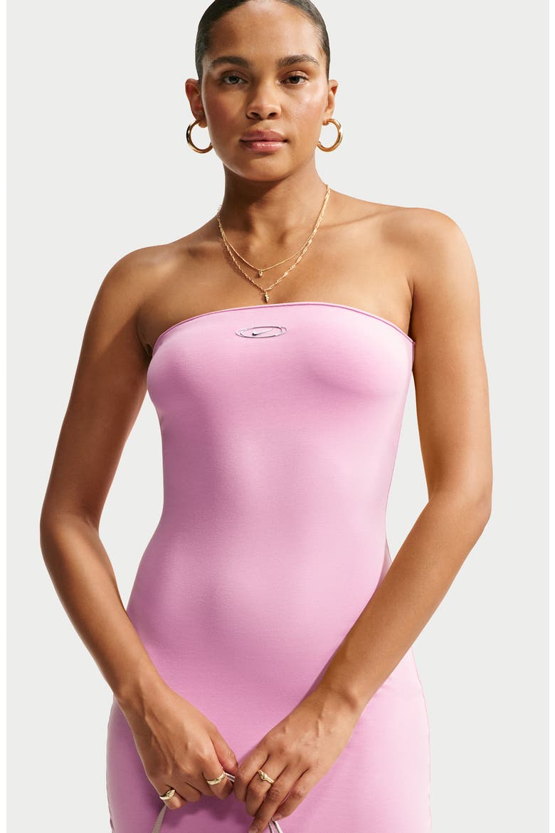 Strapless Minidress, Alternate, color, PINK RISE/ METALLIC SILVER
