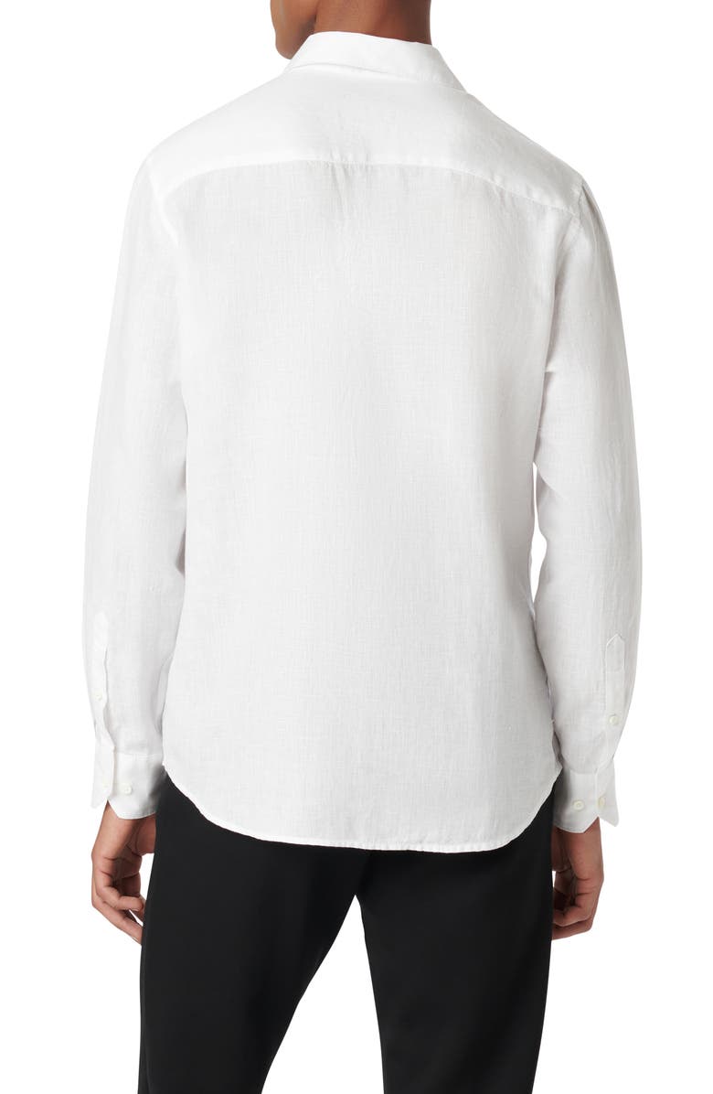 Bugatchi Axel Linen Button-Up Shirt, Alternate, color, White