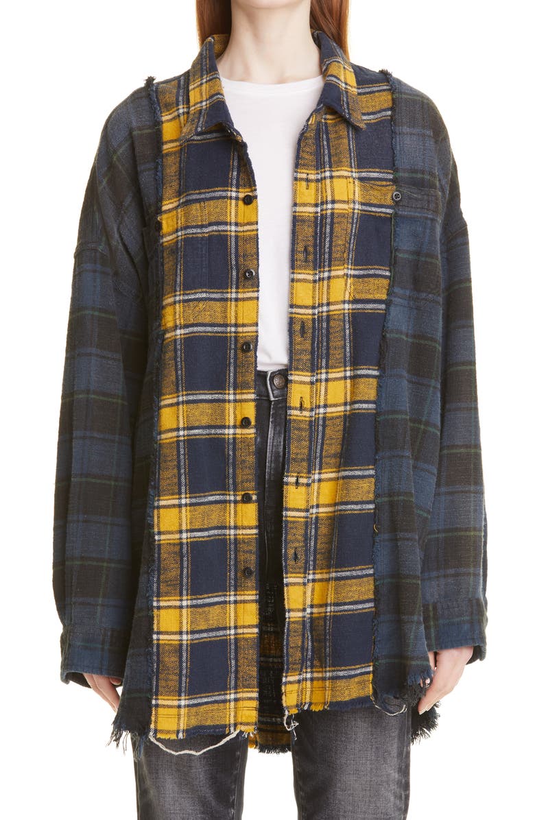 R13 Combo Plaid Work Shirt, Main, color, 